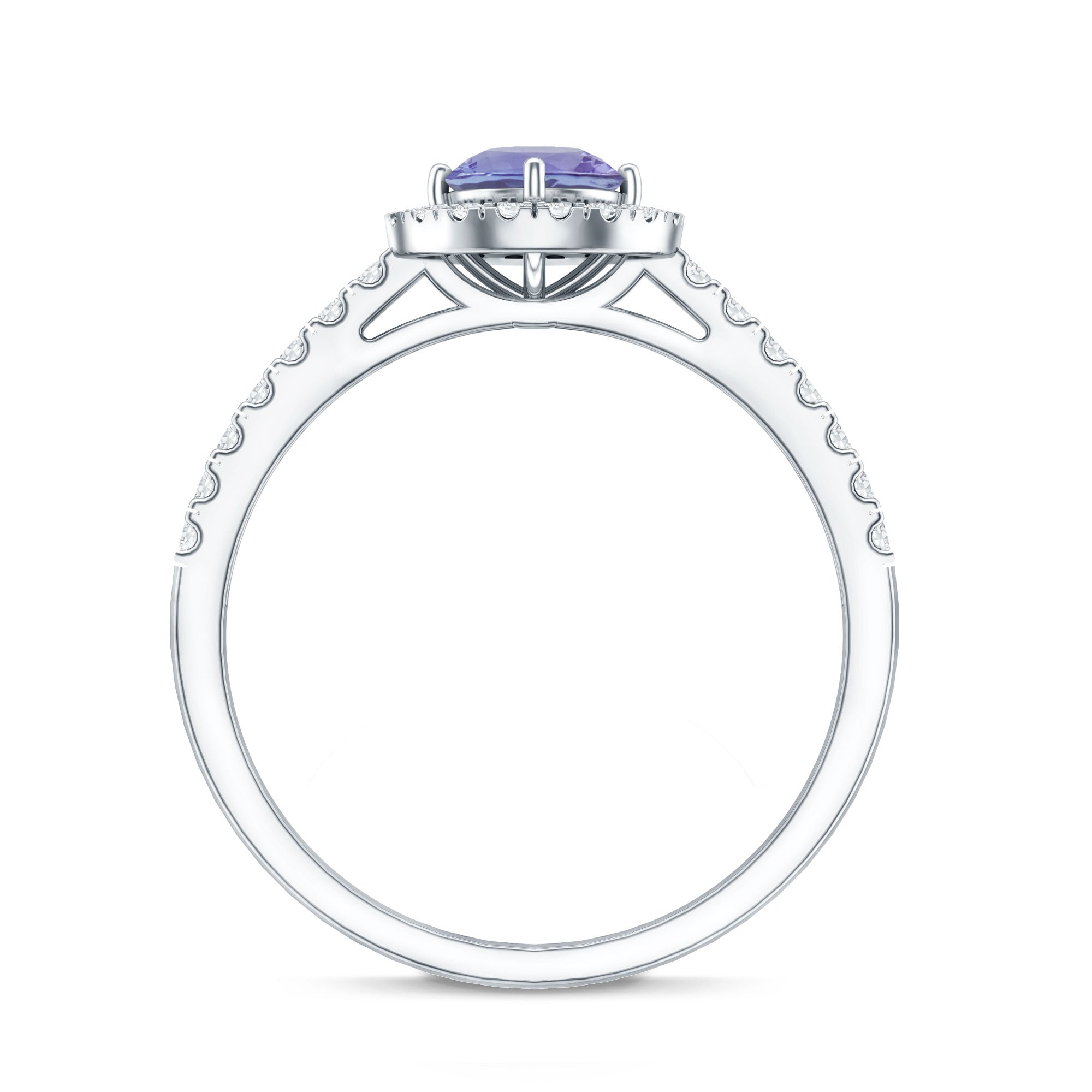 Natural Tanzanite and Diamond Promise Ring for Engagement AAA - Rosec Jewels