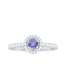 Natural Tanzanite and Diamond Promise Ring for Engagement AAA - Rosec Jewels