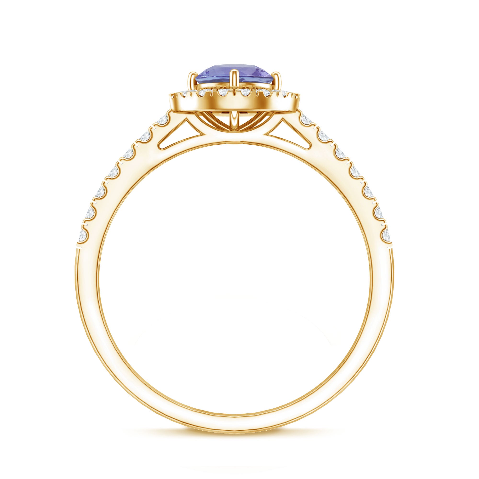Natural Tanzanite and Diamond Promise Ring for Engagement AAA - Rosec Jewels