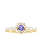 Natural Tanzanite and Diamond Promise Ring for Engagement AAA - Rosec Jewels