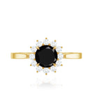Rosec Jewels-Round Cut Black Onyx and Diamond Engagement Ring For Women