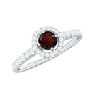 Garnet Minimal Engagement Ring with Diamond Halo AAA - Rosec Jewels