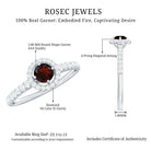 Garnet Minimal Engagement Ring with Diamond Halo AAA - Rosec Jewels