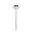 Garnet Minimal Engagement Ring with Diamond Halo AAA - Rosec Jewels