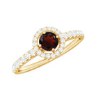 Garnet Minimal Engagement Ring with Diamond Halo AAA - Rosec Jewels