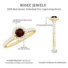 Garnet Minimal Engagement Ring with Diamond Halo AAA - Rosec Jewels