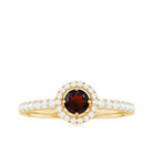 Garnet Minimal Engagement Ring with Diamond Halo AAA - Rosec Jewels