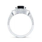 Certified 2 Carat Lab Grown Black Diamond Double Halo Engagement Ring with Moissanite AAAA ( Synthetic ) - Rosec Jewels