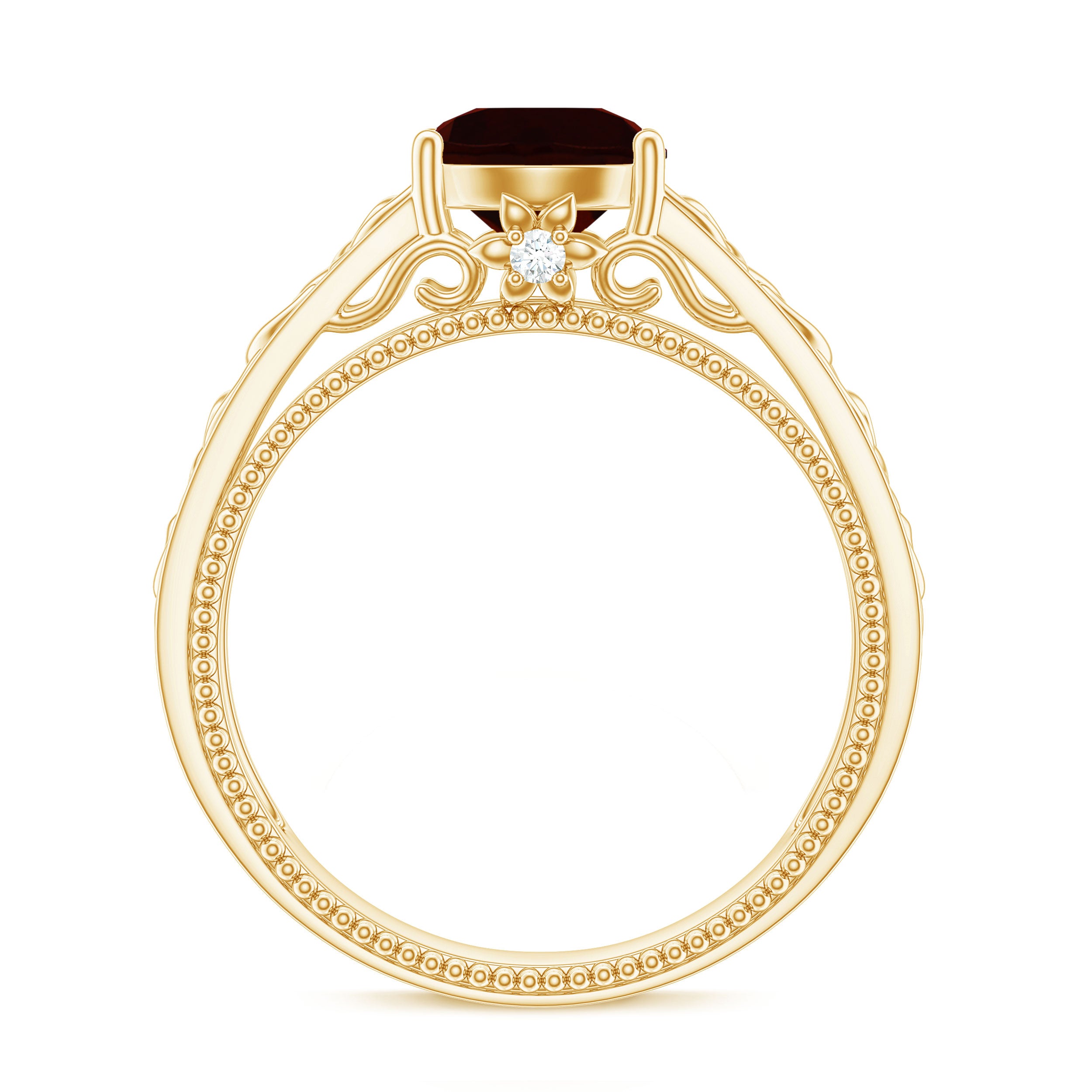 Vintage Style Garnet Diamond Engagement Ring with Celtic Knot AAA - Rosec Jewels