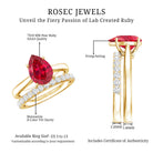 Rosec Jewels-Pear Shape Created Ruby Solitaire Wedding Ring Set with Moissanite