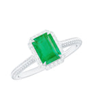 Natural 1.2 Carat Emerald Engagement Ring with Diamond Halo AAA - Rosec Jewels