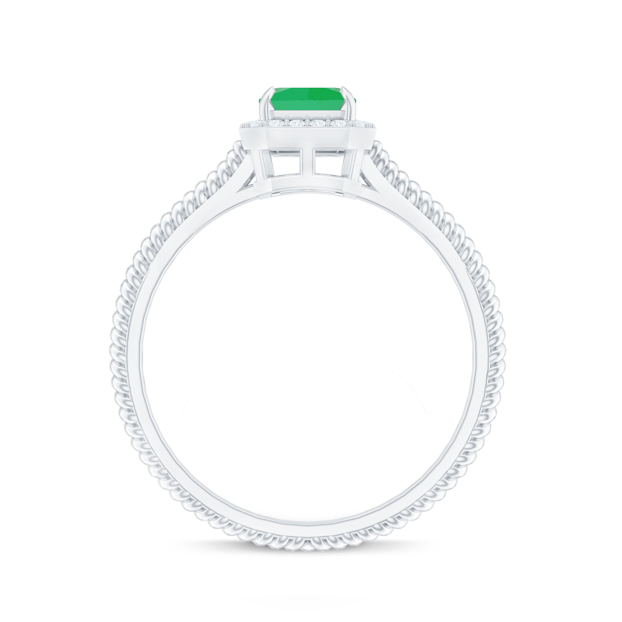 Natural 1.2 Carat Emerald Engagement Ring with Diamond Halo AAA - Rosec Jewels