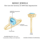 1 Carat Pear Cut Aquamarine Engagement Ring with Diamond Halo AAA - Rosec Jewels