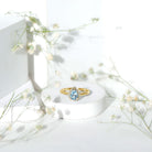1 Carat Pear Cut Aquamarine Engagement Ring with Diamond Halo AAA - Rosec Jewels