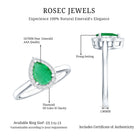 Rosec Jewels-Real Emerald Teardrop Engagement Ring with Diamond Halo