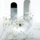Rosec Jewels-Real Emerald Teardrop Engagement Ring with Diamond Halo