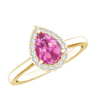 1.6 Carat Pear Shape Pink Tourmaline Ring with Diamond Halo AAA - Rosec Jewels