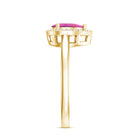 1.6 Carat Pear Shape Pink Tourmaline Ring with Diamond Halo AAA - Rosec Jewels