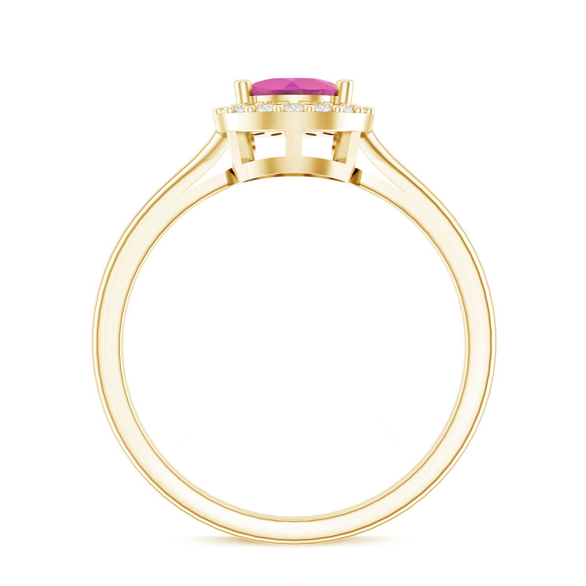 1.6 Carat Pear Shape Pink Tourmaline Ring with Diamond Halo AAA - Rosec Jewels
