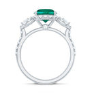 Certified 8mm Lab Grown Emerald Vintage Looking Engagement Ring with Moissanite AAAA - Rosec Jewels