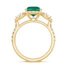 Certified 8mm Lab Grown Emerald Vintage Looking Engagement Ring with Moissanite AAAA - Rosec Jewels