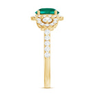 Certified 8mm Lab Grown Emerald Vintage Looking Engagement Ring with Moissanite AAAA - Rosec Jewels
