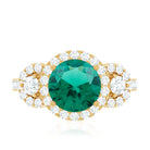 Certified 8mm Lab Grown Emerald Vintage Looking Engagement Ring with Moissanite AAAA - Rosec Jewels