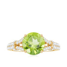 Peridot Solitaire Engagement Ring with Moissanite in Split Shank AAA - Rosec Jewels