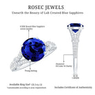 Certified 2.7 Carat Lab Grown Blue Sapphire Engagement Ring with Diamond Split Shank AAAA - Rosec Jewels