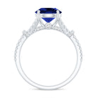 Certified 2.7 Carat Lab Grown Blue Sapphire Engagement Ring with Diamond Split Shank AAAA - Rosec Jewels