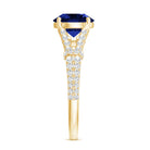 Certified 2.7 Carat Lab Grown Blue Sapphire Engagement Ring with Diamond Split Shank AAAA - Rosec Jewels