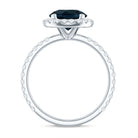 8MM London Blue Topaz Classic Engagement Ring with Diamond AAA - Rosec Jewels