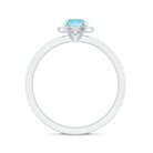 Genuine Blue Aquamarine Ring with Diamond Accent AAA - Rosec Jewels