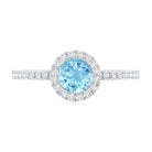 Genuine Blue Aquamarine Ring with Diamond Accent AAA - Rosec Jewels
