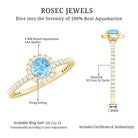 Genuine Blue Aquamarine Ring with Diamond Accent AAA - Rosec Jewels