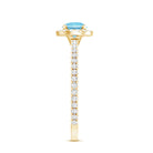 Genuine Blue Aquamarine Ring with Diamond Accent AAA - Rosec Jewels