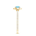 Genuine Blue Aquamarine Ring with Diamond Accent AAA - Rosec Jewels