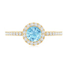 Genuine Blue Aquamarine Ring with Diamond Accent AAA - Rosec Jewels