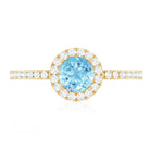 Genuine Blue Aquamarine Ring with Diamond Accent AAA - Rosec Jewels