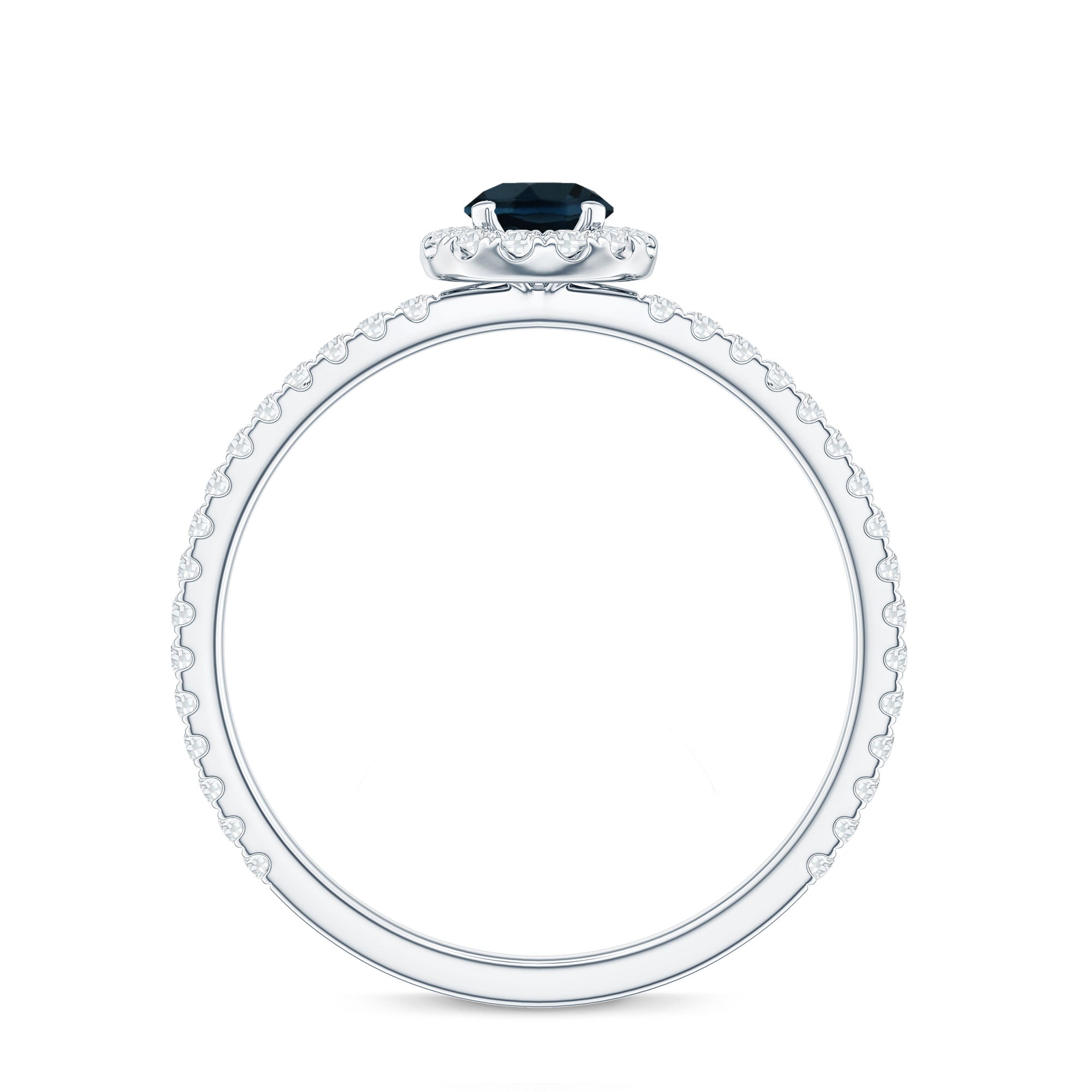Rosec Jewels-Round Shaped Blue Topaz and Diamond Minimal Engagement Ring