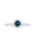 Rosec Jewels-Round Shaped Blue Topaz and Diamond Minimal Engagement Ring