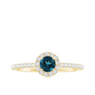 Rosec Jewels-Round Shaped Blue Topaz and Diamond Minimal Engagement Ring