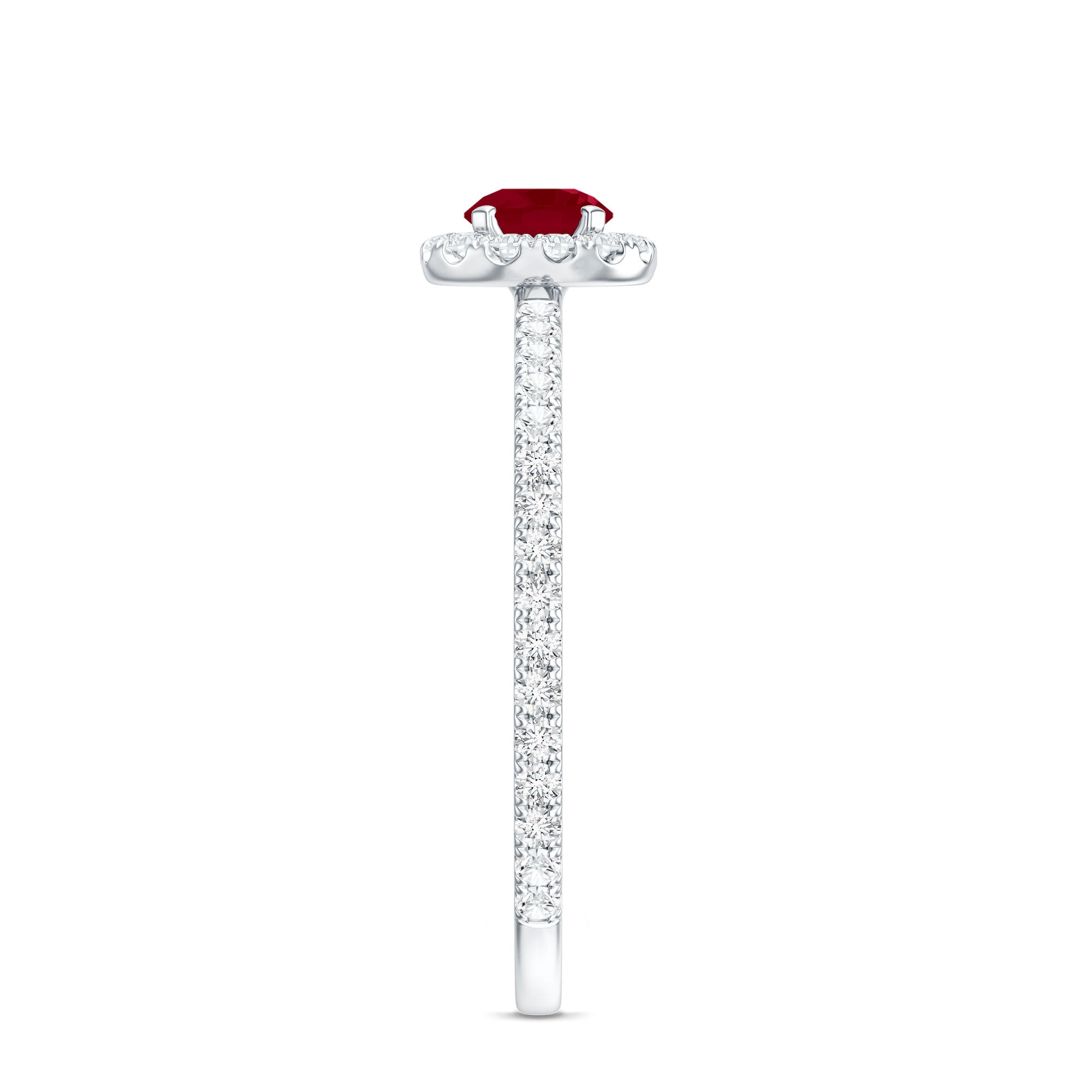 Real 0.6 Carat Ruby Engagement Ring with Diamond Halo AAA - Rosec Jewels