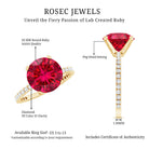5 Carat Lab Created Ruby Solitaire Engagement Ring with Real Diamonds AAAA - Rosec Jewels