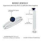 Natural Half Carat Blue Sapphire and Diamond Engagement Ring Set AAA - Rosec Jewels