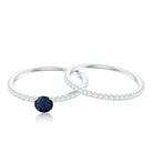 Natural Half Carat Blue Sapphire and Diamond Engagement Ring Set AAA - Rosec Jewels
