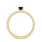 Natural Half Carat Blue Sapphire and Diamond Engagement Ring Set AAA - Rosec Jewels