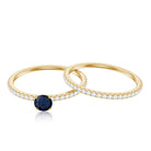 Natural Half Carat Blue Sapphire and Diamond Engagement Ring Set AAA - Rosec Jewels