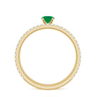 Minimal Emerald Diamond Wedding Engagement Ring Set of 2 AAA - Rosec Jewels