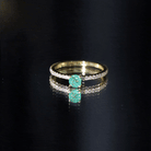 Rosec Jewels-4 MM Emerald Dainty Solitaire Ring with French Pave Set Diamond